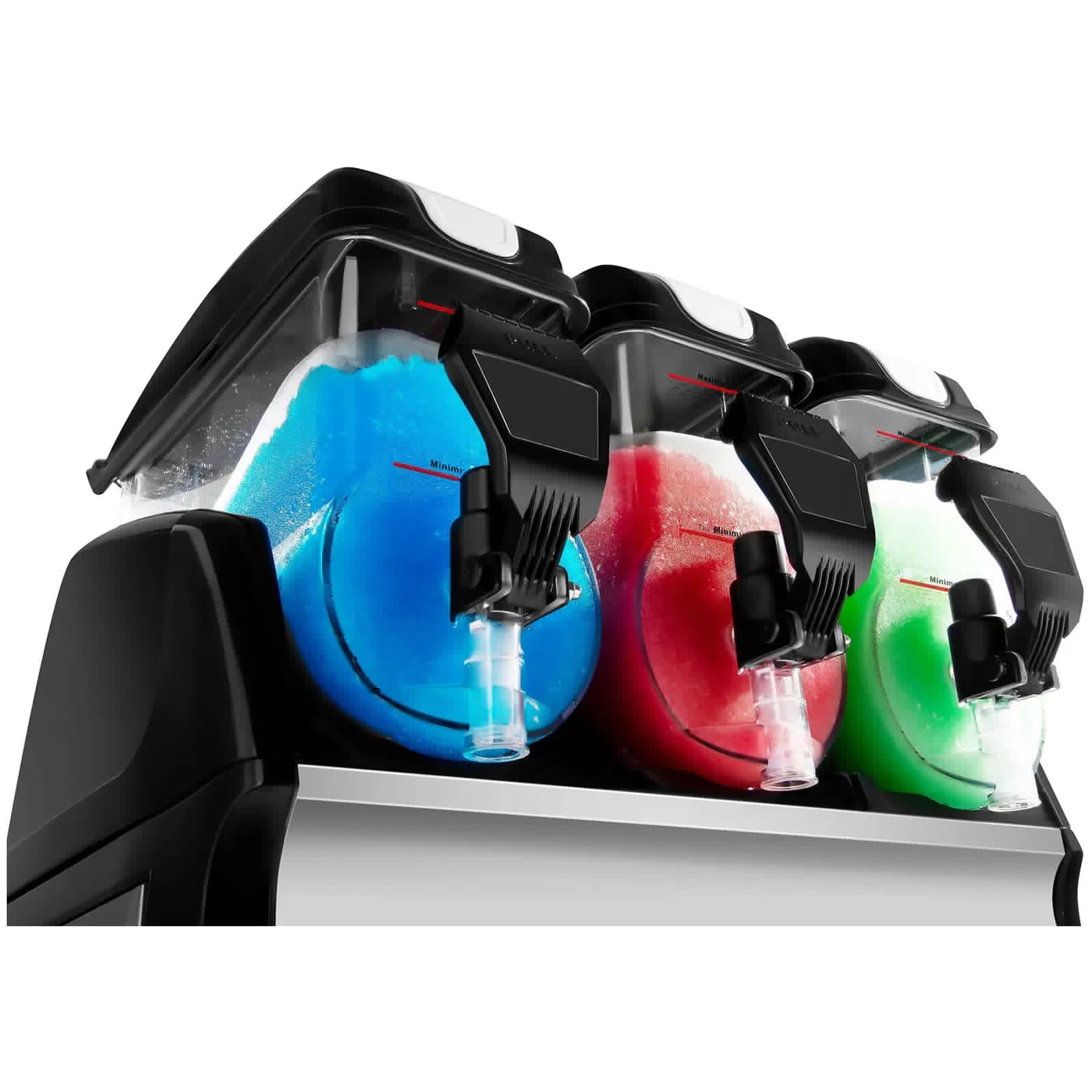 Bacs colorés bleu rouge vert de la machine à granita
