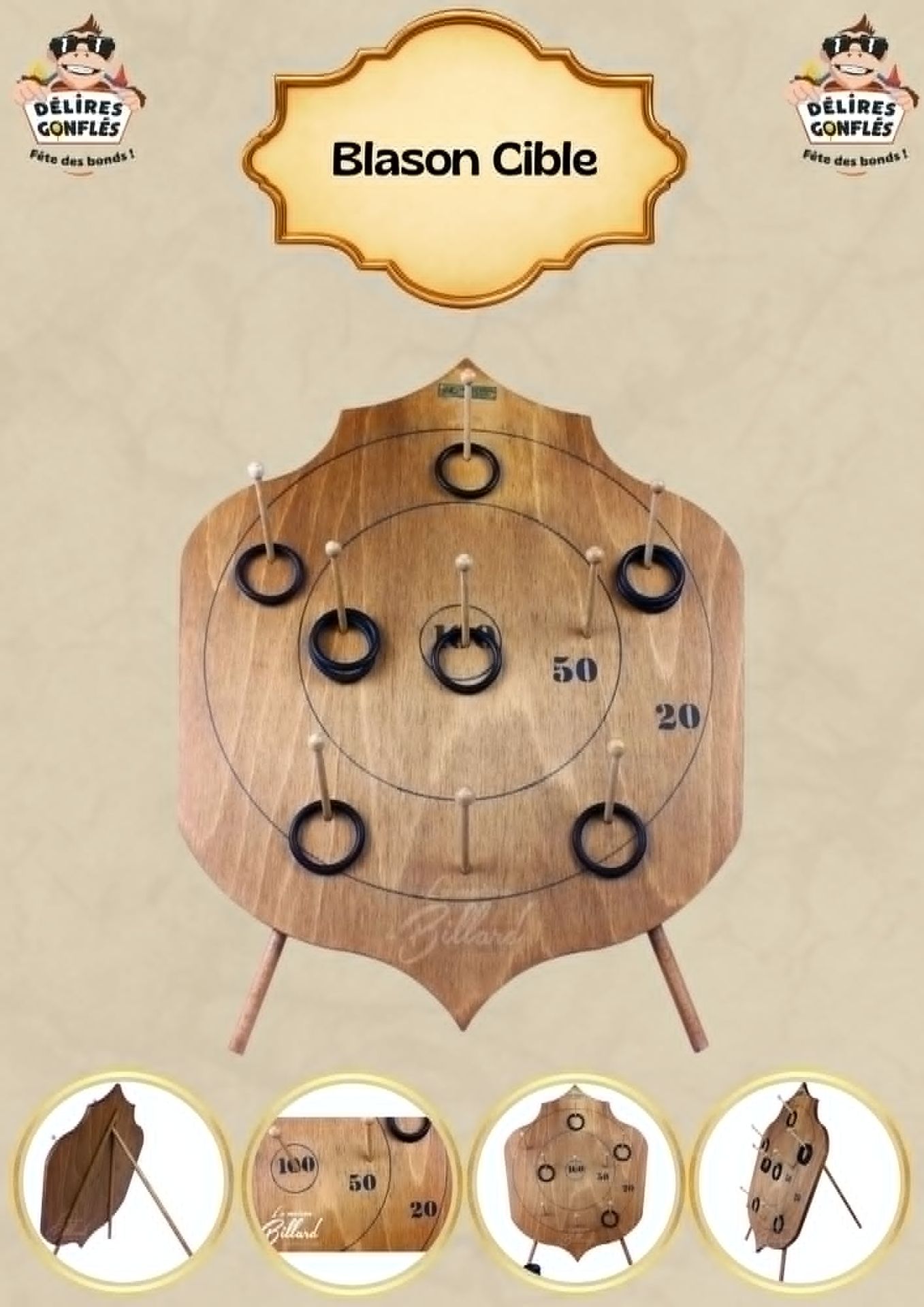 Blason Cible — jeu de lancer d'anneaux en bois