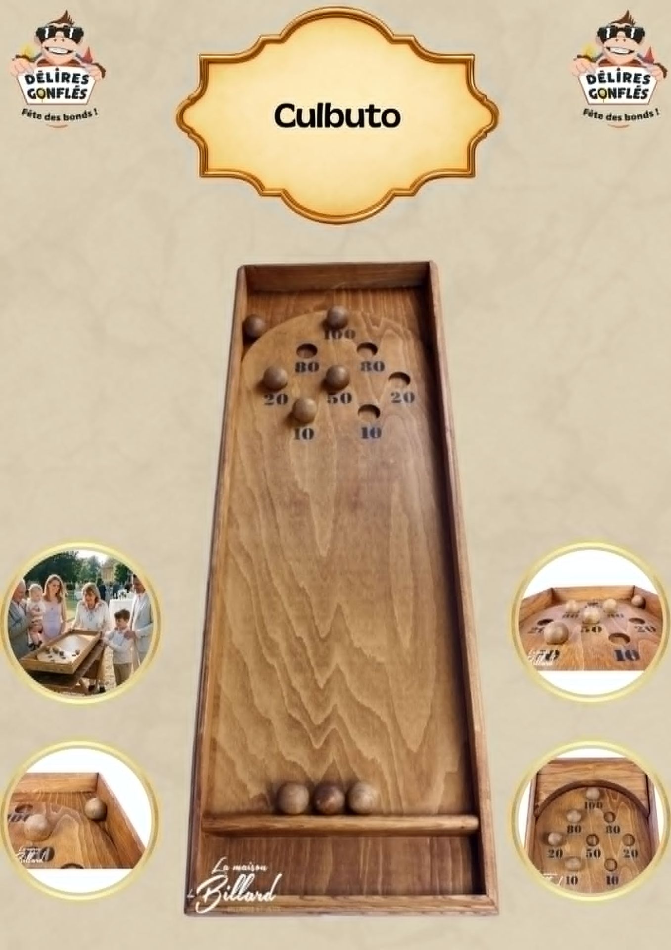 Culbuto — jeu en bois de lancer de billes